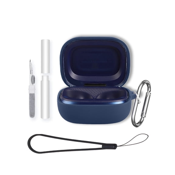 Soft Silicone Protective Case for JBL LIVE BUDS 4 Earbuds,Shockproof & Anti-Scratch Cover with Keychain,Lanyard & Cleaning Kit,Anti-Lost & Dustproof Protector for LIVE BUDS4 Headphones cover-Blue