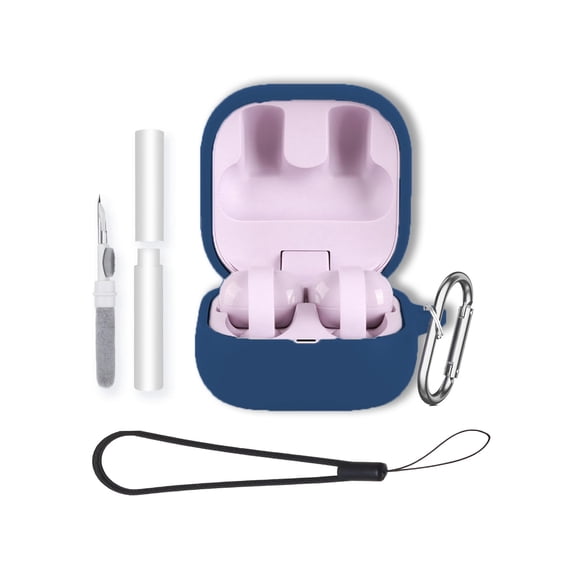 Soft Silicone Protective Case for LinkBuds Clip WF-LC900,Shockproof & Anti-Scratch Cover with Keychain,Lanyard & Cleaning Kit,Anti-Lost & Dustproof Protector-Blue