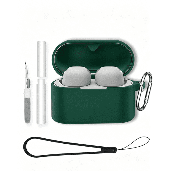 Soft Silicone Protective Case for WF-1000XM6,Shockproof & Anti-Scratch Cover with Keychain,Lanyard & Cleaning Kit,Anti-Lost & Dustproof Protector-Green