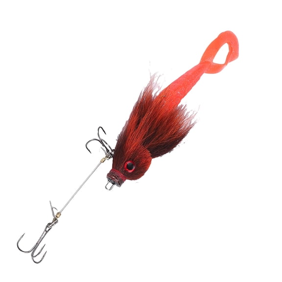 Soft Silicone Rat Fishing Lure Artificial Fork Tail Bait for Deep Sea Saltwater, Orange Lures (7.1 in / 18.0 cm)