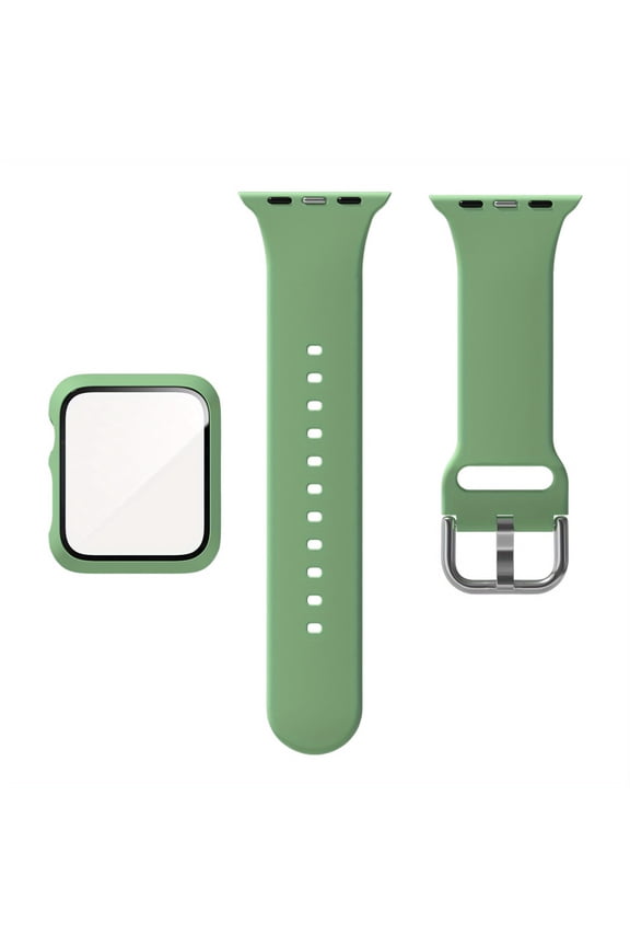 Soft Silicone Sport Strap Wristbands With Hard PC Case With Tempered Glass Screen Protector For Apple Watch Series  8/7/ 6/5/4 SE, Replacement Band Compatible With IWatch 40mm 41mm  44mm 45mm