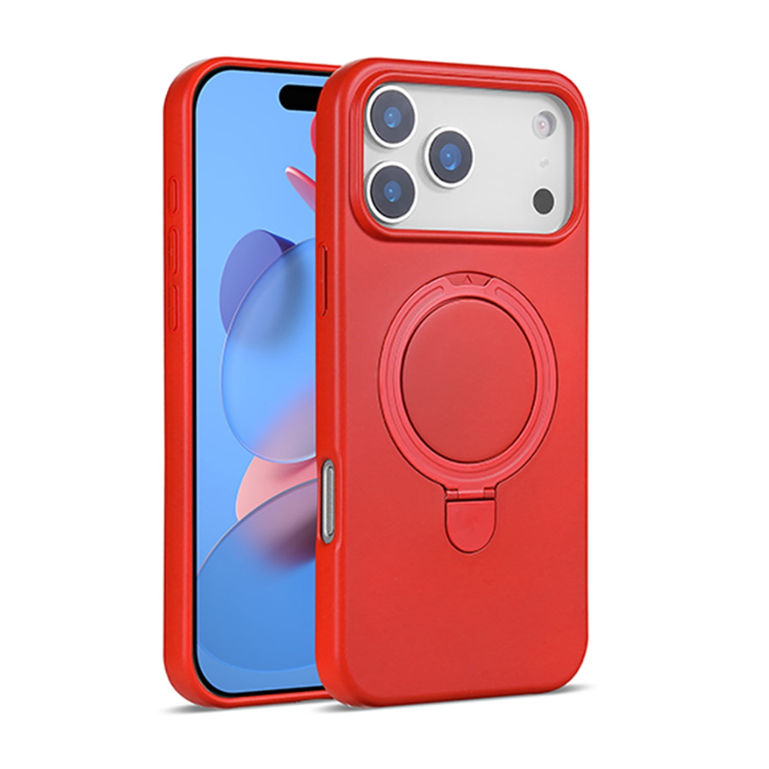 Soft Silicone Stand Case with Magsafe for iPhone 17 Pro - Red