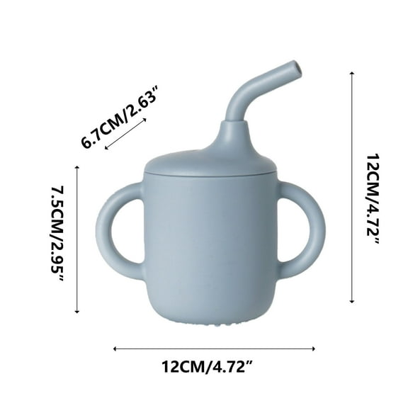 Soft Silicone Straw Training Cup with Handles for Babies and Toddlers, Leak-Resistant Spill-Proof Design for Easy Drinking Transition