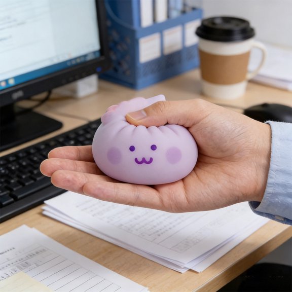 Soft Silicone Stress Relief Ball for Adults Anxiety Relief Fidget Toys Sensory Squeeze Balls Decompression Dough Dumpling Shape Textured Stress Ball for Office Desk Home