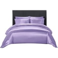 thumbnail image 1 of Soft Silk 3 PC Duvet Cover Set with Fitted Sheet 15" Inches Deep Pocket (1 Fitted 1 Duvet Cover 2 Pillow Shams) 800 Thread Count Full Size Lavender Solid, 1 of 5