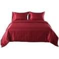 thumbnail image 1 of Soft Silk 3 PC Duvet Cover Set with Fitted Sheet 15" Inches Deep Pocket (1 Fitted 1 Duvet Cover 2 Pillow Shams) 800 Thread Count King Size Burgundy Solid, 1 of 5