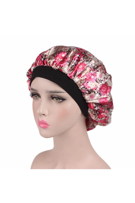 Soft Silk Hair Bonnet with Wide Band Comfortable Night Sleep Hat for Hair and Loss Prevention