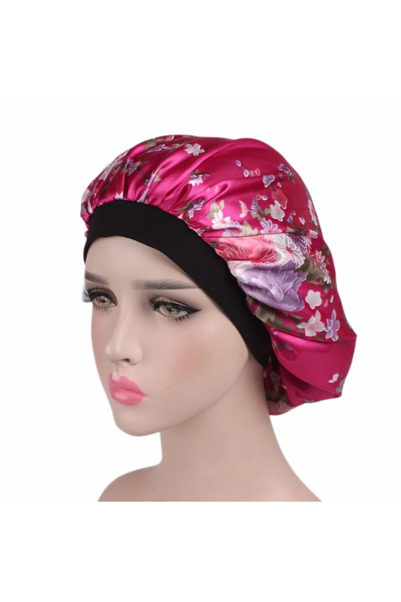 Soft Silk Hair Bonnet with Wide Band Comfortable Night Sleep Hat for Hair and Loss Prevention
