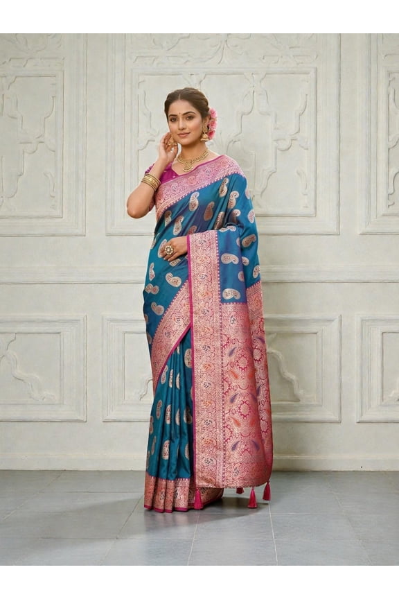 Soft Silk Saree with Unstitched Blouse, Cultural Wear for Women