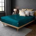 thumbnail image 1 of Soft Silk Sheets Zip On Fitted Sheet Full XL Size 54X80 - Includes 2 Zip On Sheets +1 Bottom Fitted Base - Fit's 16” In Deep Pocket - Easy to Use,Soft,Smooth -Fitted Sheet-Teal - Color, 1 of 8