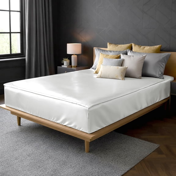 Soft Silk Zipper Fitted Sheet King Size 78X80 - Includes 2 Zip On Sheets +1 Bottom Fitted Base - Fit's 16” In Deep Pocket - Easy to Use,Soft,Smooth -Fitted Sheet -White - Color