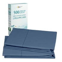 Soft & Silky 500 Thread Count 100% Cotton Sateen, Smooth With A Classic Opening, Set Of 2 King Pillow Cases (Navy Blue)