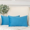 thumbnail image 1 of Soft Silky Velvet Series Square Decorative Throw Pillow Covers for Couch, 12" x 20", Azure, 2 Pack, 1 of 6