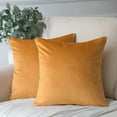 thumbnail image 1 of Soft Silky Velvet Series Square Decorative Throw Pillow Covers for Couch, 20" x 20", Orange, 2 Pack, 1 of 6