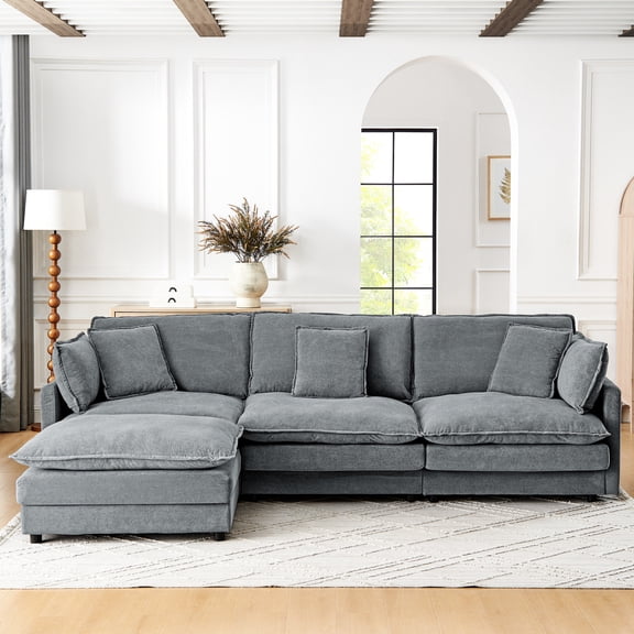 Grey High-density Foam Sofa, L-shaped Design - Ideal for Home Office Relaxing