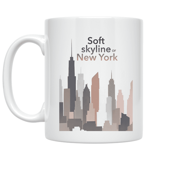 Soft Skyline of New York Art - NYC Urban Dwellers - 11 oz Ceramic Coffee Mug