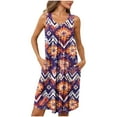 thumbnail image 1 of Soft Sleep Dress Women Print With Pockets Sleep Shirts Sleeveless Sleepwear Pleated Front Nightshirt Round Neck Nightdress Purple L, 1 of 4