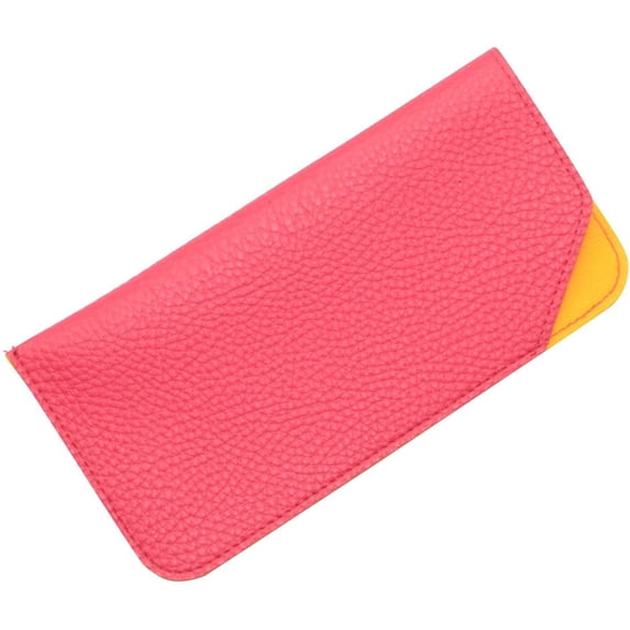 Soft Slip In Eyeglass Case And Holder, Faux Leather With Peek-a-Boo Lining, Black