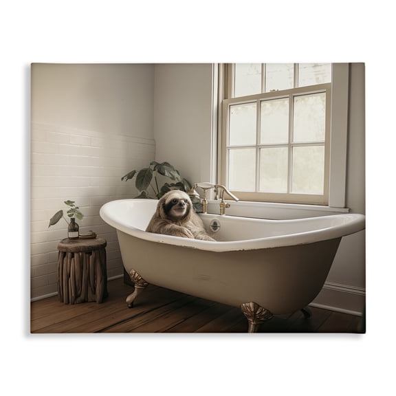 Stupell Industries Soft Sloth Bath Time Canvas Wall Art, design by Sasha
