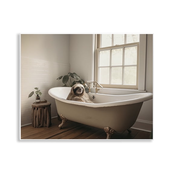Stupell Industries Soft Sloth Bath Time Wall Plaque Art, design by Sasha