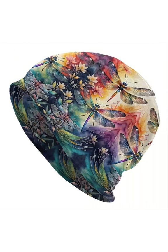 Retro Slouchy Beanie, Breathable Boho Skull Cap, Printed Chemo Cap For Women and Men