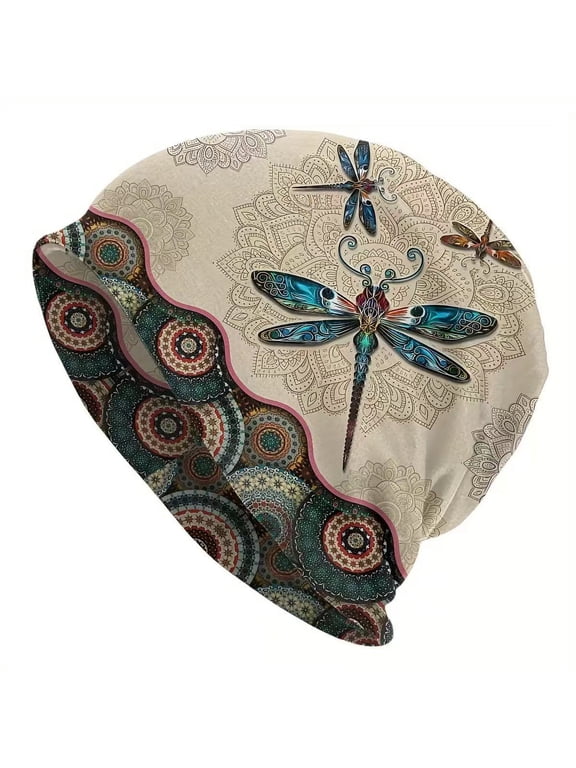 Soft Slouchy Beanie, Breathable BohoTurbans Skull Cap, Printed Chemo Cap For Women