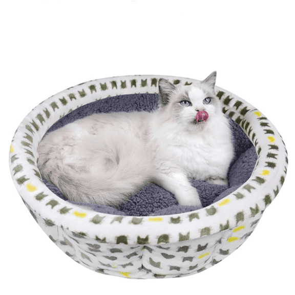 Soft Small Dog & Cat Bed, Cozy Round Fluffy Plush Pet Bed, Machine Washable, Grey