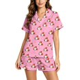 thumbnail image 1 of Soft Smooth Milk Silk Halloween Pajamas for Women Adorable Pumpkin Ghost Graphic Lapel Short Sleeve Two Piece Set Loose Casual Shorts Loungewear All Season Nightwear, 1 of 6