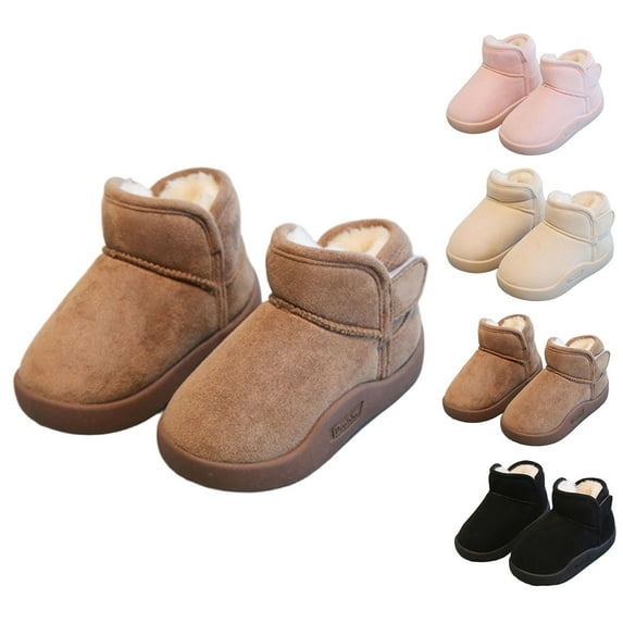 Soft Snow Boots for Girls Fleece Lined Slip-On Boots Soft Sole Thicken Flatform Comfortable Footwear Indoor Outdoor Winter Fashion Foorwear