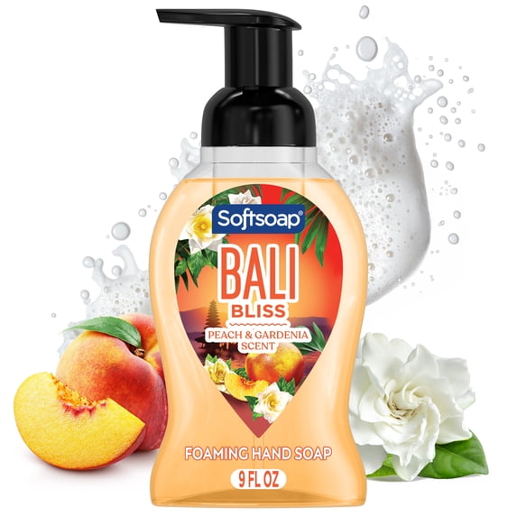 Softsoap Limited Edition Bali Bliss Foaming Liquid Hand Soap, Peach and Gardenia Scent, 9 fl oz