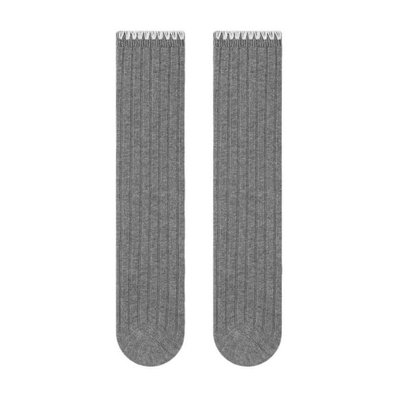 Soft Socks for Girls Children's Socks Middle Tube Socks Solid Color Socks Knit Christmas Slipper Socks Gray One Size