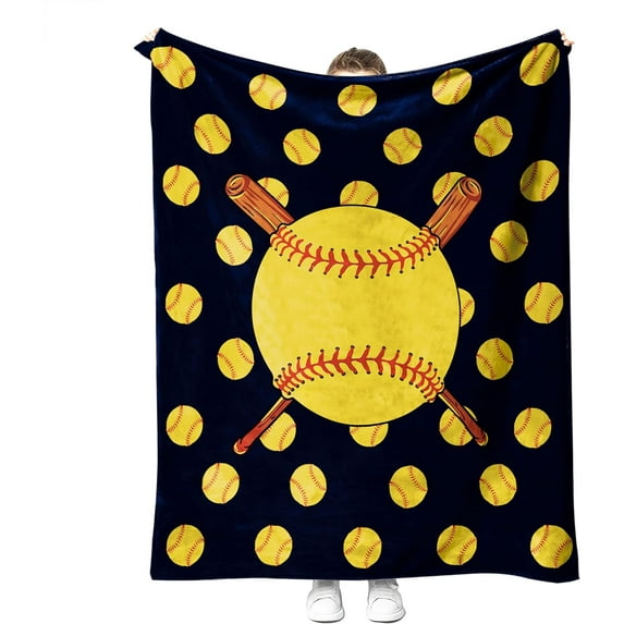 Soft Softball Blankets for Girls Softball Gifts for Girls Women Team Softball Stuff for Girls Cozy Fleece Baseball Softball Blanket for Couch Bed Room Decor Bedding 50'''' x 60''''(01)