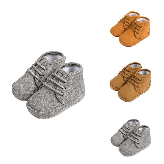 Soft Sole Baby Girls Boots with Lace-Up & Slip-On Design, Soft Leather Ankle Booties with Bow for First Walking, 6-24 Months