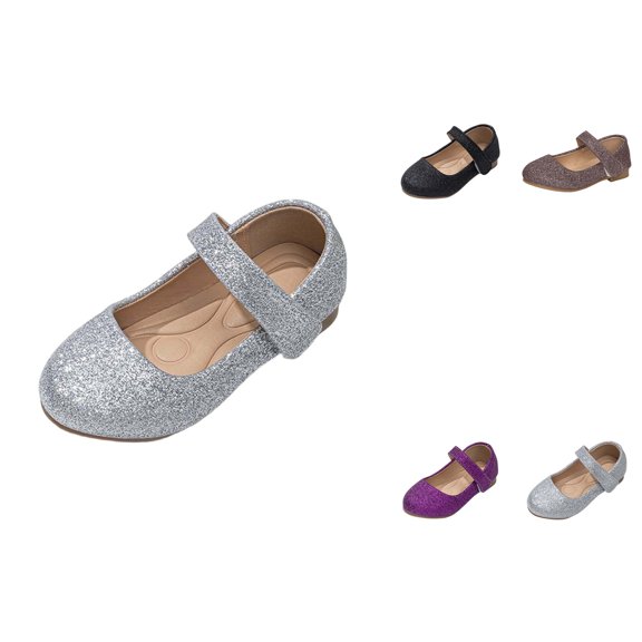 Soft Sole Low Top Mary Jane Sandals for Girls, Lightweight Sparkling Dress Flats for Casual & Wedding Occasions, Toddler Flower Girl Shoes (12M-12Y)