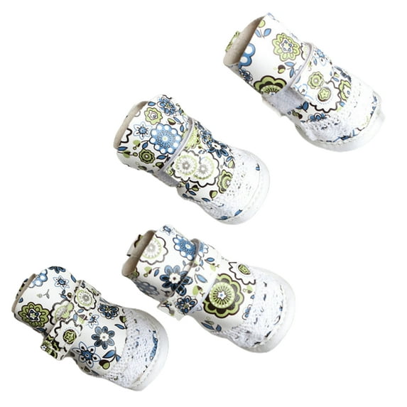 Soft Sole Pet Boots Set Easy-to-Wash Paw Protector Cartoon Printed Dog Shoes - Great for Outdoor Activities