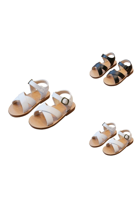 Soft Sole Sandals for Girls, Toddler and Kids Roman Style Strappy Open-Toe Comfortable Beach Outdoor Indoor Play Shoes, Anti- Rubber Sole for Baby to Little Girls and Boys