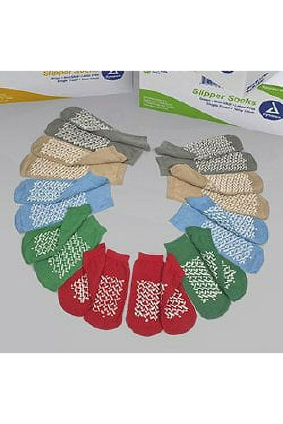 Soft Sole Slipper Socks Large Blue Ankle High, 2182 - Case of 48