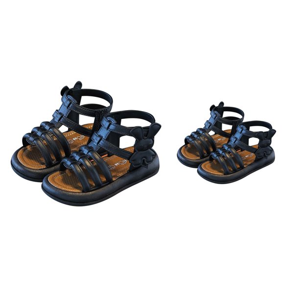 Soft Soled Open Toe High Top Sandals for Girls 1-9 Years, Fashion Roman Style Summer Dress Shoes with Side Zipper, Flat Sole Toddler Girls Sandals