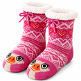 thumbnail image 1 of Girls Cabin Socks, Soft Sole Sweater Knit with Non-Slip Silicone Grippers, PINK, M/L, 1 of 9