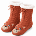 thumbnail image 1 of Girls Cabin Socks, Soft Sole Sweater Knit with Non-Slip Silicone Grippers, RUST, M/L, 1 of 9