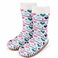 thumbnail image 1 of Girls Sweater Knit Slipper Socks, Soft Stitched Sole with Faux Fur Lining, WHITE, M/L, 1 of 8