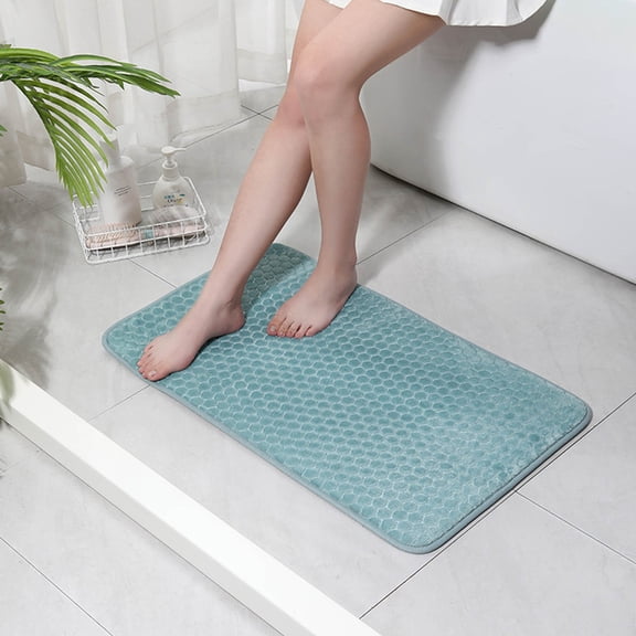 Soft Solid Color Bath Rugs,Honeycomb Pattern Embossed Bathroom Mat,Quick Dry Super Absorbent Non-Slip Bathroom Rugs Fit Under Door-Easy to clean Bathroom Floor Mats-Shower Rug- 31"x20",Light Blue