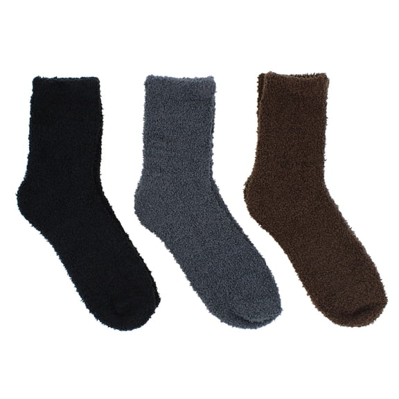 Soft Solid & Striped Winter Fuzzy Plush Socks - 3 Pairs Set