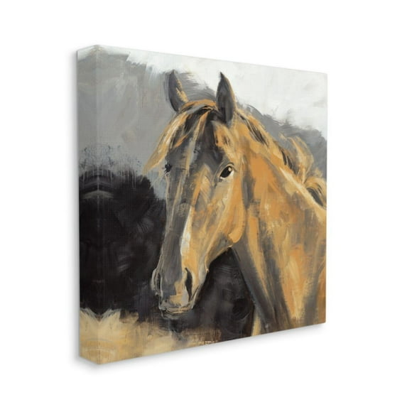 Soft Southwestern Horse Portrait Brown Grey Animals & Insects Gallery-Wrapped Canvas Print Wall Art, 17x17