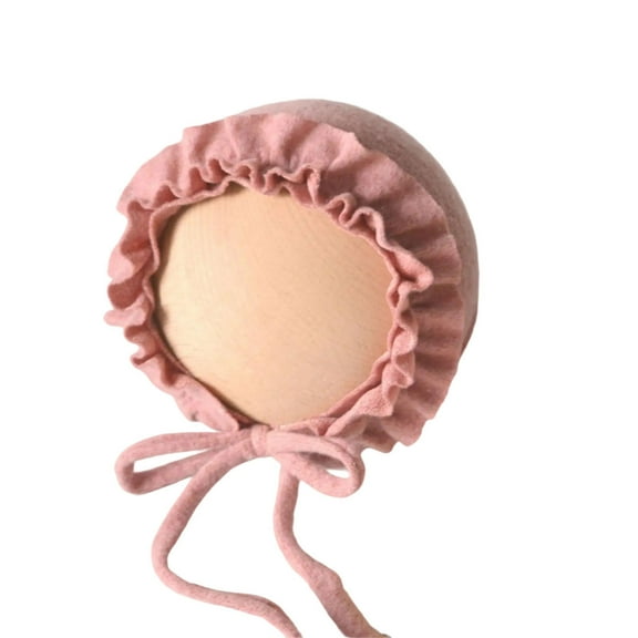 Soft Spandex Lace Trimmed Bonnet for Newborns 0-2 Month Baby Photography Hat Chin Tied Caps Enhances Elegances