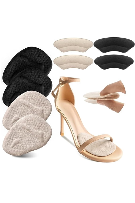 Soft Sponge Heel Protectors - Heel Grips for Comfort in High Heels – T-Shape Design – Anti Slip – Prevents Blisters - Makes Shoes Fit Better - 2 Pairs (Multicolor) A76