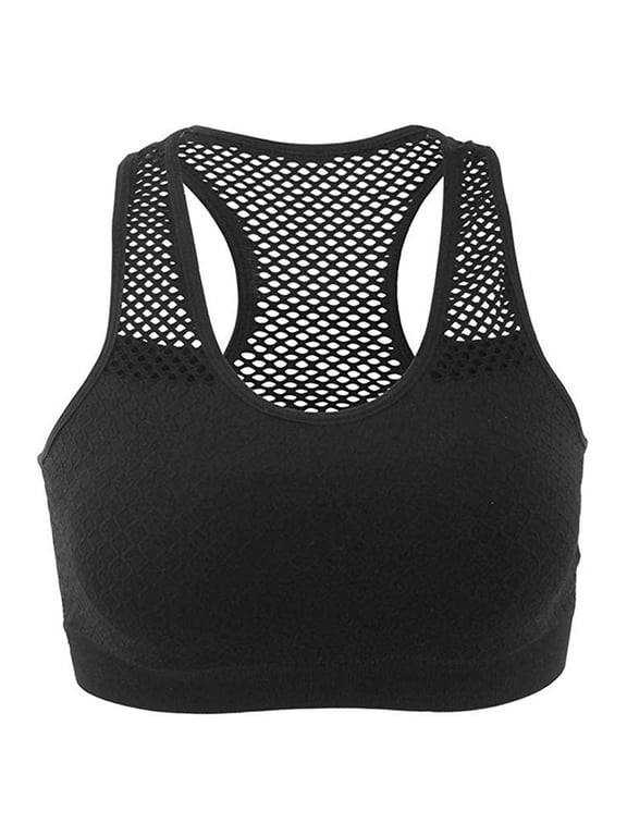 Soft Sports Bras for Women Wire-Free Mesh Sports Underwear Yoga Running Quick Drying Vest Bra V-Neck Full-Coverage Bra Feature Hook and Eye Closure Push-up Bra Style Y-228 , Black L