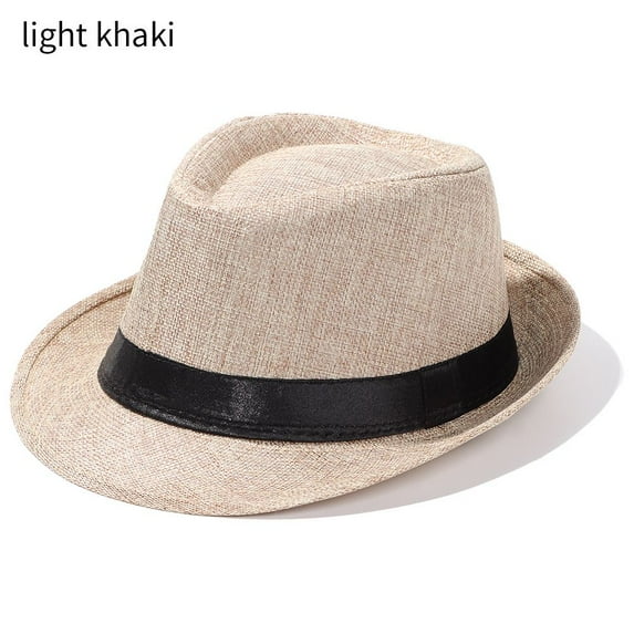 Soft Spring Summer Autumn Gangster Cap Felt Beach Sun Hat Top Hats Fedora Cap Jazz Cap LIGHT KHAKI