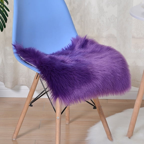 Soft Square Fur Area Rug Purple Shaggy Fluffy Rugs Long Plush Floor Carpet Mat for Bedroom Living Room Decor 19.7x19.7inch