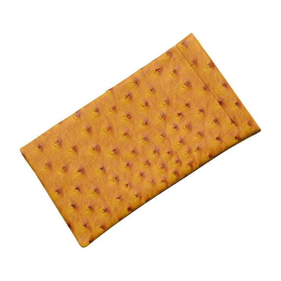 Soft Squeeze Top Slip In Eyeglasses Case And Holder In Faux Ostrich Leather, Mustard